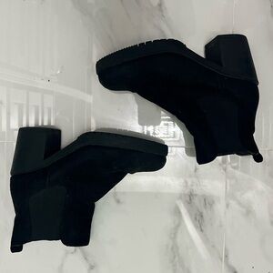 Classic Black Suede Chelsea Ankle Boots - Women's